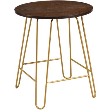 Ethan 20 Inch Side Table In Elm and Gold