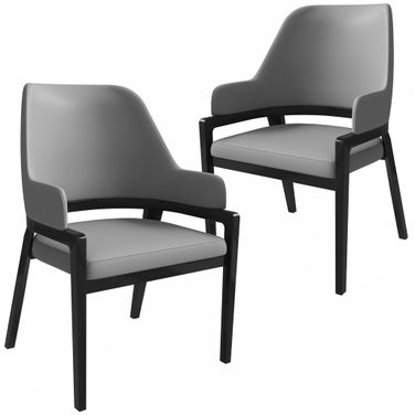 Ethora Modern Wooden Dining Chair Set of 2 In Grey