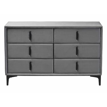 Etienne Velvet 6-Drawer Dresser In Black and Slate Grey