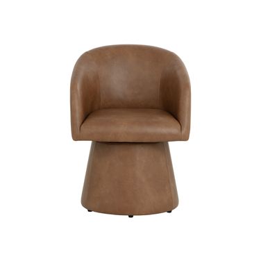 Etta Swivel Dining Armchair In Copley Cognac