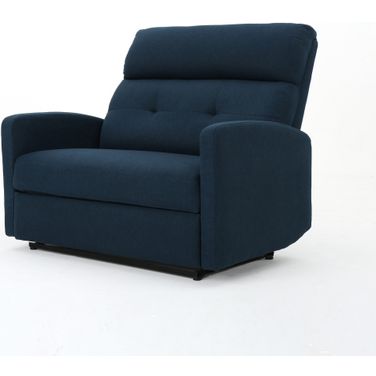 Euphoric Upholstered Double Seats Recliner Chair with Tufted Back In Navy Blue