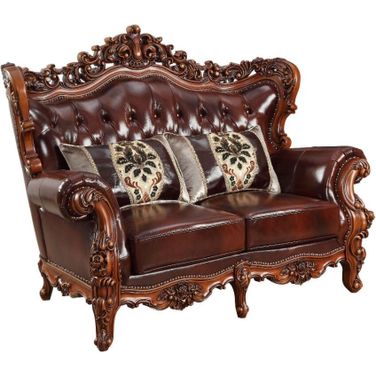 Eustoma Cherry Leather Match Loveseat