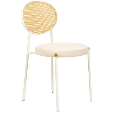 Euston Modern Dining Chair with White Frame In Beige