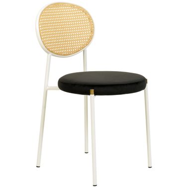 Euston Modern Dining Chair with White Frame In Black