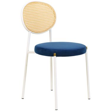 Euston Modern Dining Chair with White Frame In Blue