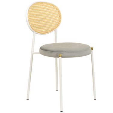 Euston Modern Dining Chair with White Frame In Grey