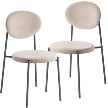 Euston Velvet Dining Chair Set of 2 In Beige
