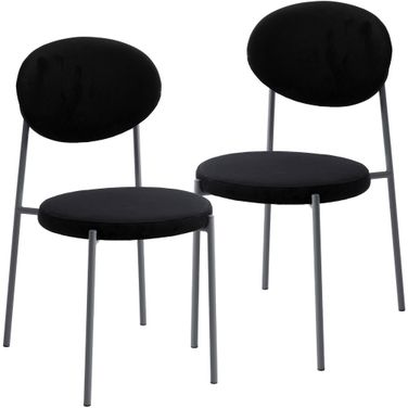 Euston Velvet Dining Chair Set of 2 In Black