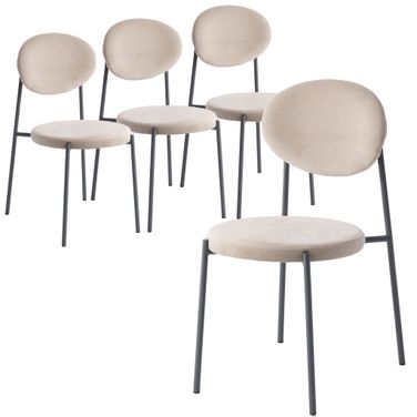 Euston Velvet Dining Chair Set of 4 In Beige
