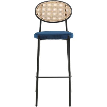 Euston Wicker Barstool In Navy Blue