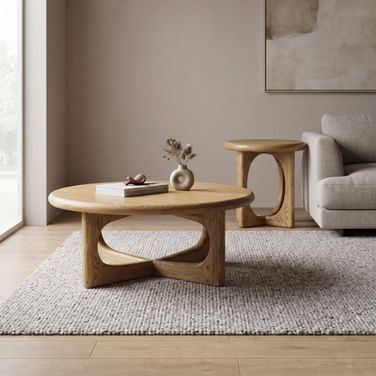 Eva Occasional Table Set In Natural Oak