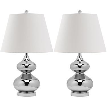 Eva Silver and Off-White 24 Inch Double Gourd Glass Lamp Set of 2
