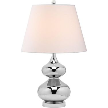 Eva Silver and Off-White 24 Inch Double Gourd Glass Lamp