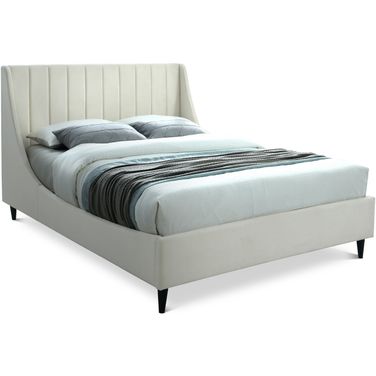 Eva Velvet King Bed In Cream