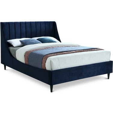Eva Velvet Queen Bed In Navy