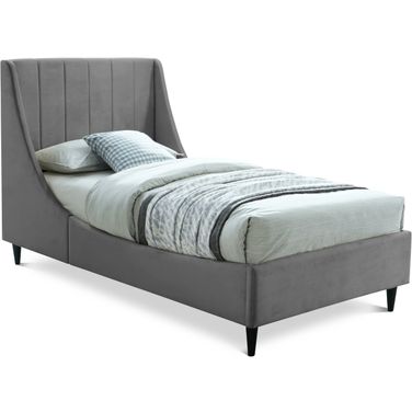 Eva Velvet Twin Bed In Grey