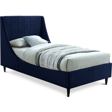 Eva Velvet Twin Bed In Navy