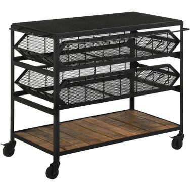 Evander Accent Storage Cart with Casters Natural and Black