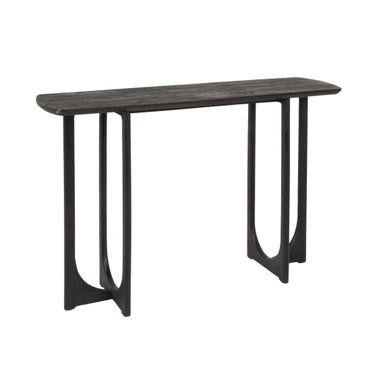 Evander Curved-End Mango Wood Console Table In Black