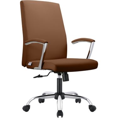 Evander Leather Office Chair In Dark Brown