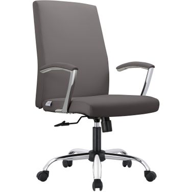 Evander Leather Office Chair In Grey