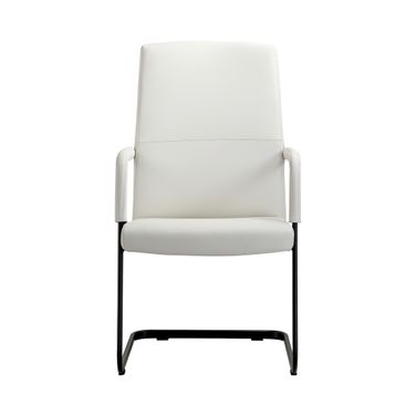 Evander Office Guest Chair In White Leather