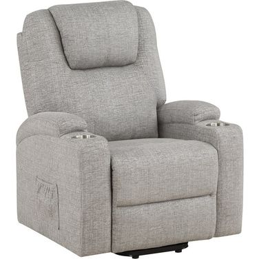 Evander Power Lift Recliner In Light Gray Chenille