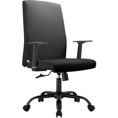 Evander Series Office Guest Chair In Black Leather