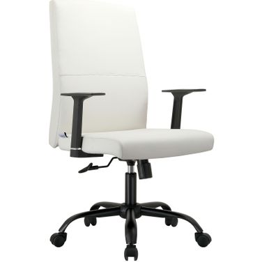 Evander Series Office Guest Chair In White Leather
