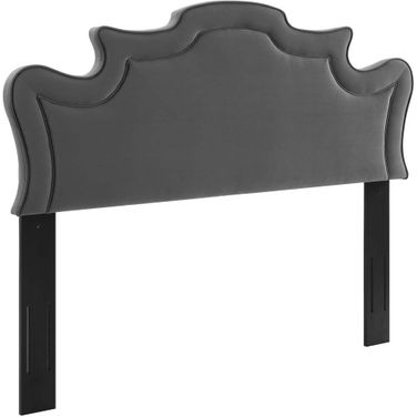 Evangeline Performance Velvet Twin Headboard In Charcoal