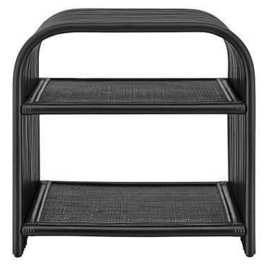 Eve Curved Natural Rattan Side Table In Black