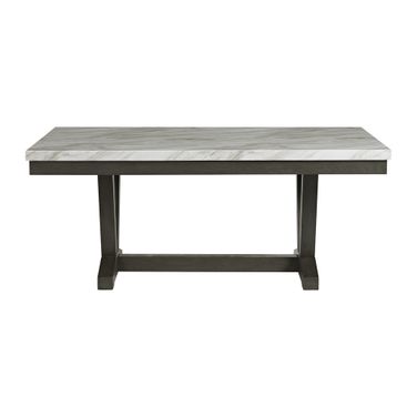 Eve Dining Table with Faux Marble Top In Charcoal and White
