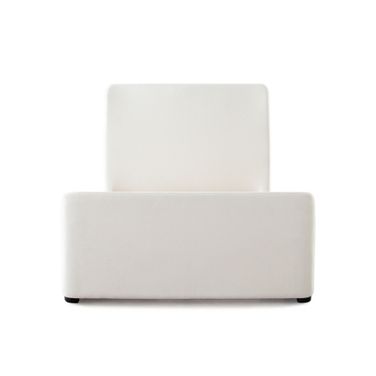 Eve Eastern King Bed In Elite Ivory Fabric with Contoured Headboard and Footboard