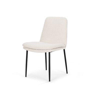 Eve Matte Black Metal Dining Chair  Set Of 2 In Cream Boucle Fabric