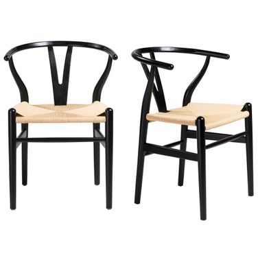 Evelina Side Chair Set of 2 In Black and Natural