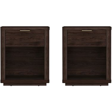Evelyn 1-Drawer Nightstand Set of 2 In Brown