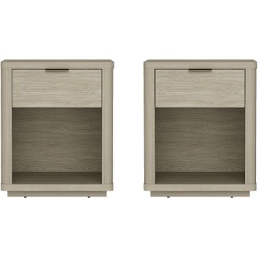 Evelyn 1-Drawer Nightstand Set of 2 In Natural