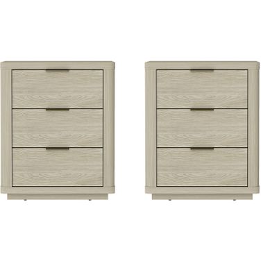 Evelyn 3-Drawer Nightstand Set of 2 In Natural