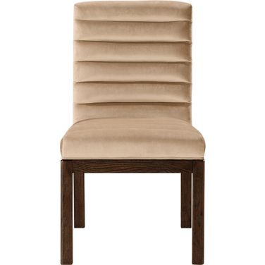 Evelyn Velvet Dining Chair In Beige and Brown