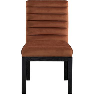 Evelyn Velvet Dining Chair In Cognac and Black