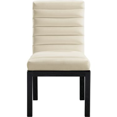 Evelyn Velvet Dining Chair In Cream and Black
