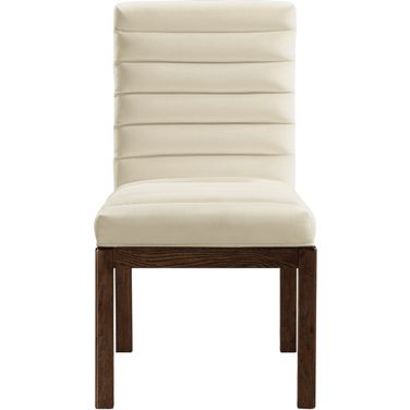 Evelyn Velvet Dining Chair In Brown and Cream