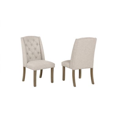 Evelyn Wingback Dining Chair Set of 2 in Beige