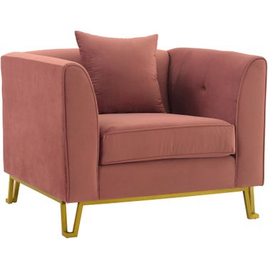Everest Blush Fabric Upholstered Sofa Accent Chair with Brushed Gold Legs