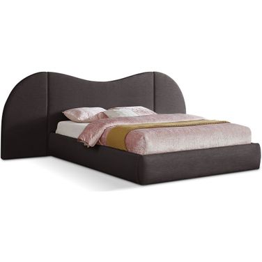 Everest Linen Textured Fabric King Bed In Brown