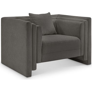 Everett Chenille Fabric Chair In Grey