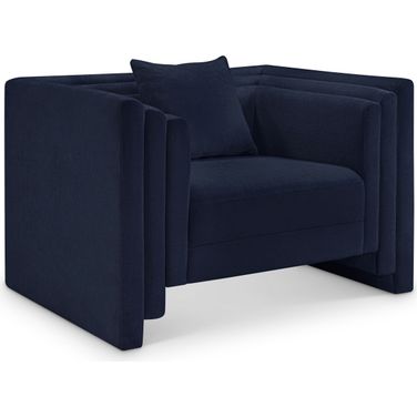 Everett Chenille Fabric Chair In Navy