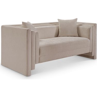 Everett Chenille Fabric Loveseat In Beige