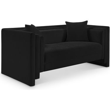 Everett Chenille Fabric Loveseat In Black