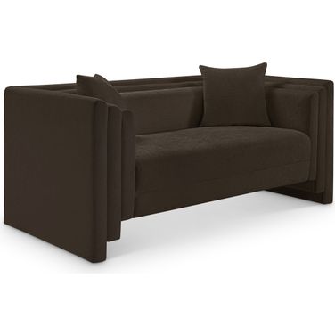 Everett Chenille Fabric Loveseat In Brown